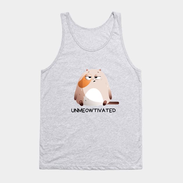 Unmeowtivated | Cute Unmotivated Cat Pun Tank Top by Allthingspunny